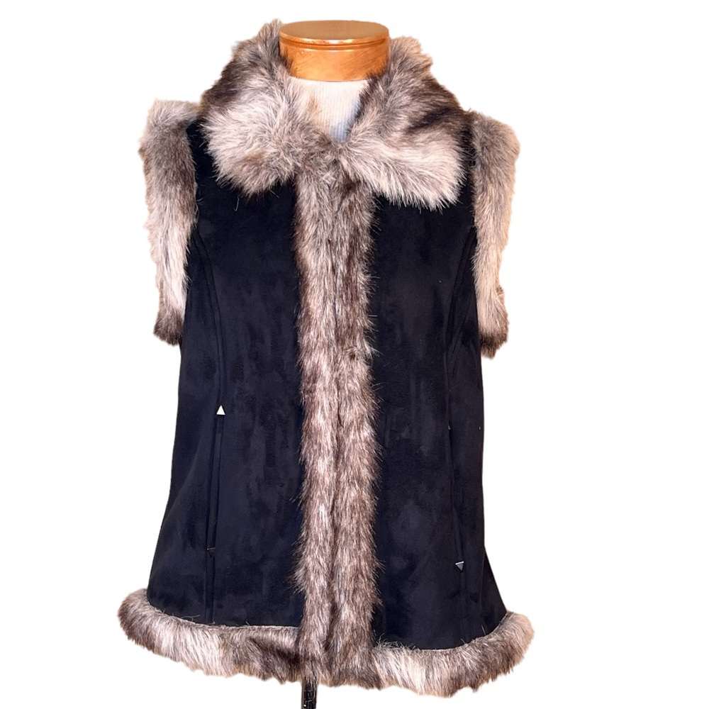 Back In The Saddle Faux Suede & Faux Fur Pile Lined Vest Small to Medium EUC